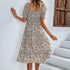 Bohemia Print Dress Women New Summer Midi Dress Puff Sleeve
